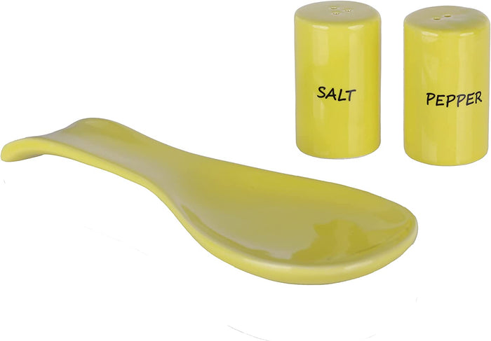 Ceramic Spoon Rest & Salt and Pepper Shakers Set - Yellow