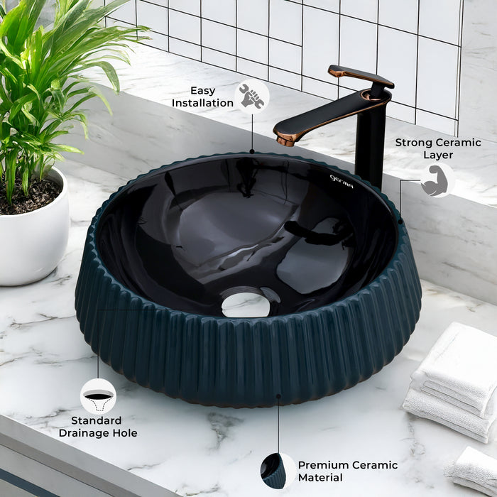 Ceramic Table Top Designer Basin - Life Time Coating Warranty - GLOBE 107
