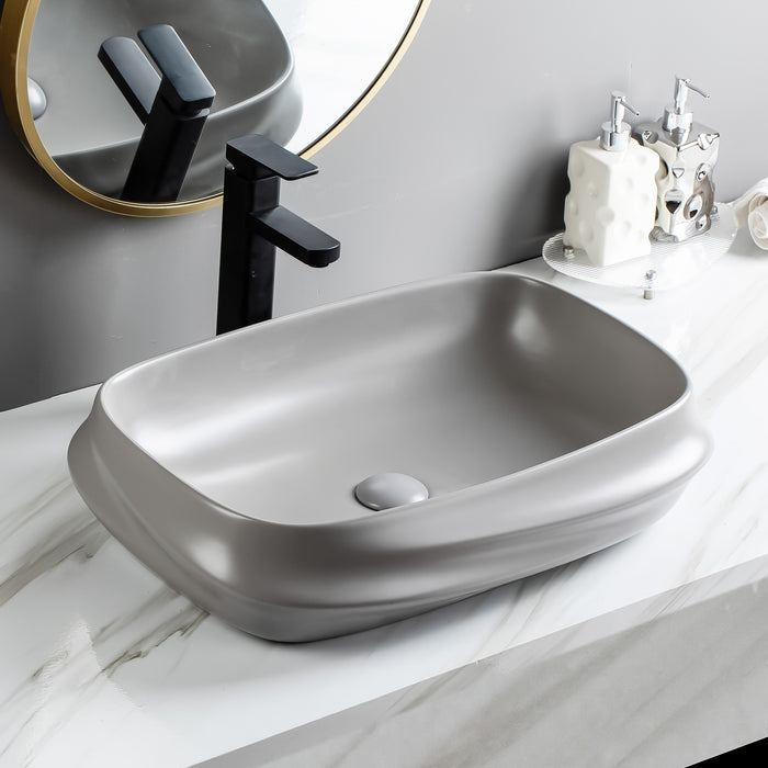 Ceramic Table Top Designer Basin - TR 20048-DG-MT  RIVA GREY MATT
