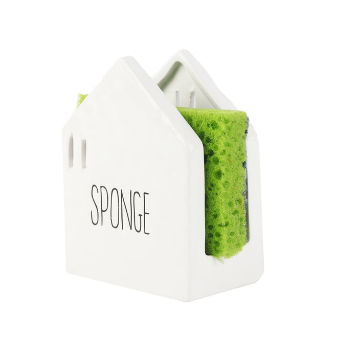 Ceramic White House Sponge Holder