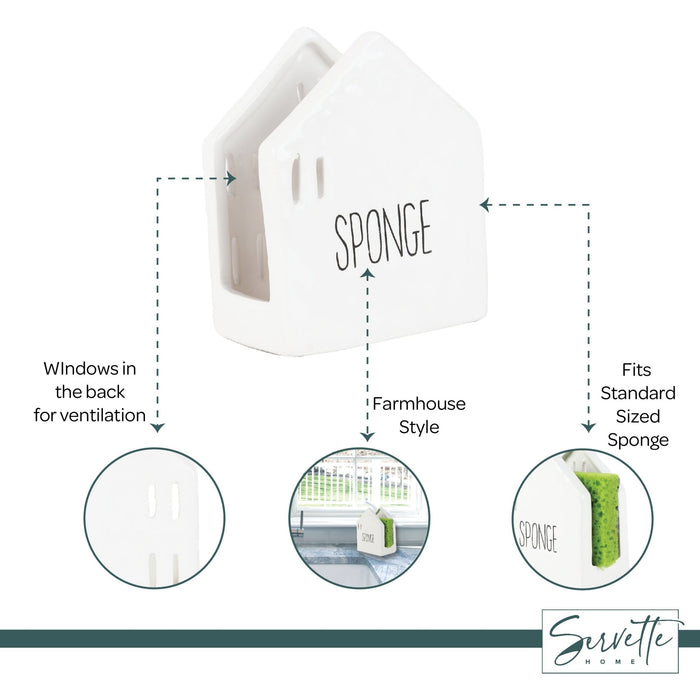 Ceramic White House Sponge Holder