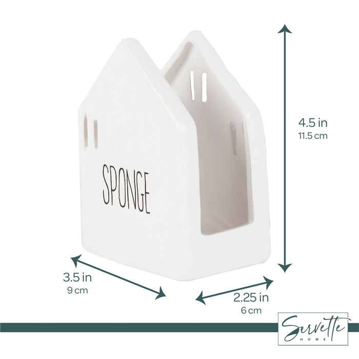 Ceramic White House Sponge Holder
