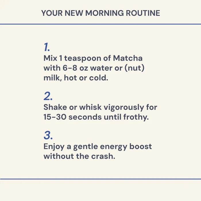 Instructions for making a matcha drink with text on a white background