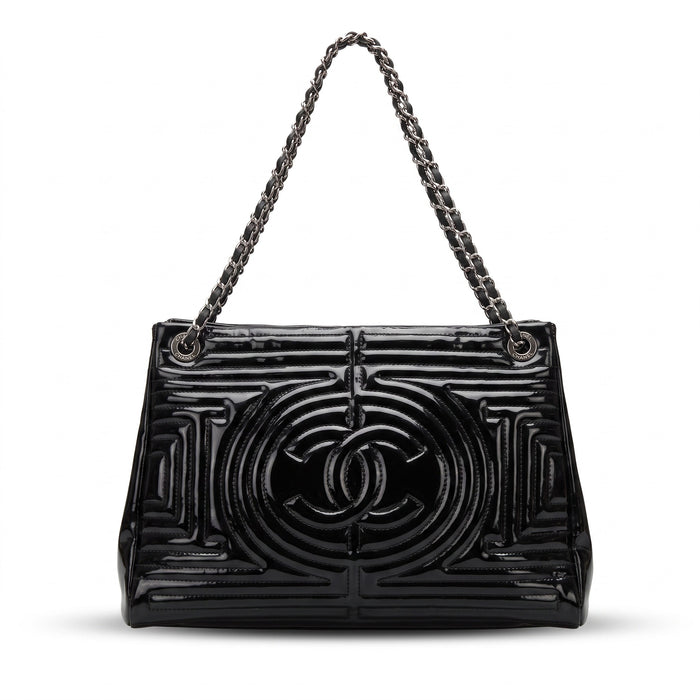 CHANEL BLACK PATENT PARIS-SHANGHAI COCO MING TOTE