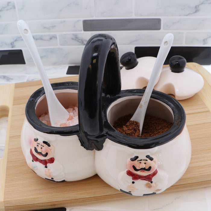 Chef Utensil Holder & Chef Salt and Pepper Shaker & Chef Condiment Holder & Chef Spoon Rest