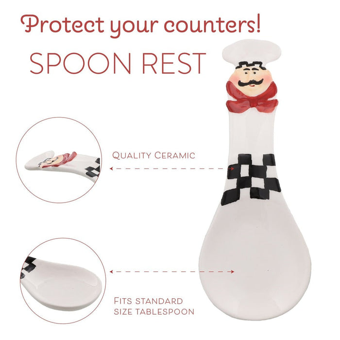 Chef Utensil Holder & Chef Salt and Pepper Shaker & Chef Condiment Holder & Chef Spoon Rest