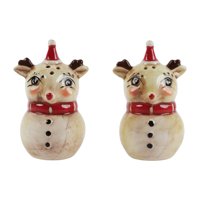 Christmas Holiday Salt and Pepper Shaker Set - Nostalgic Reindeer