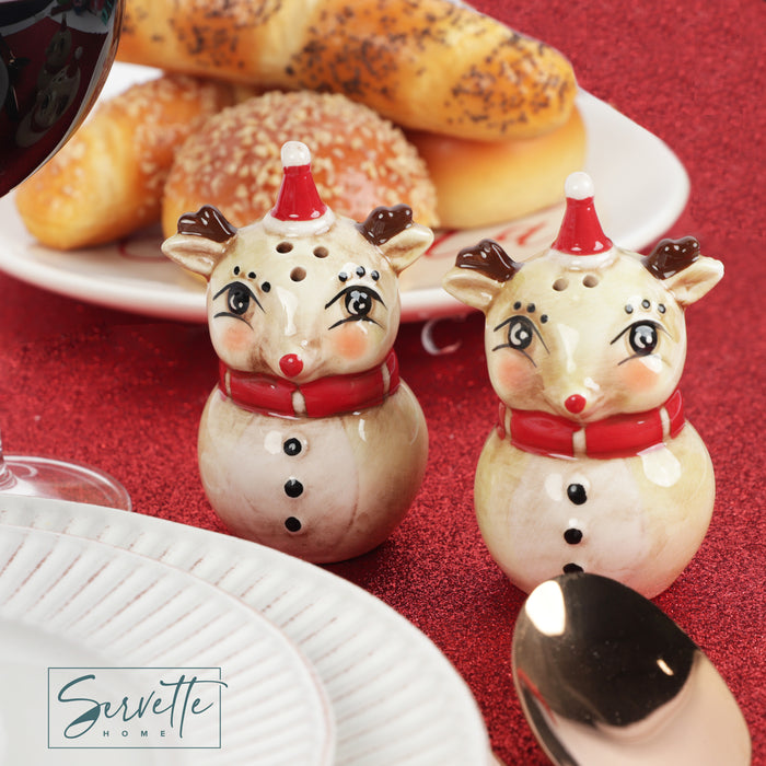 Christmas Holiday Salt and Pepper Shaker Set - Nostalgic Reindeer