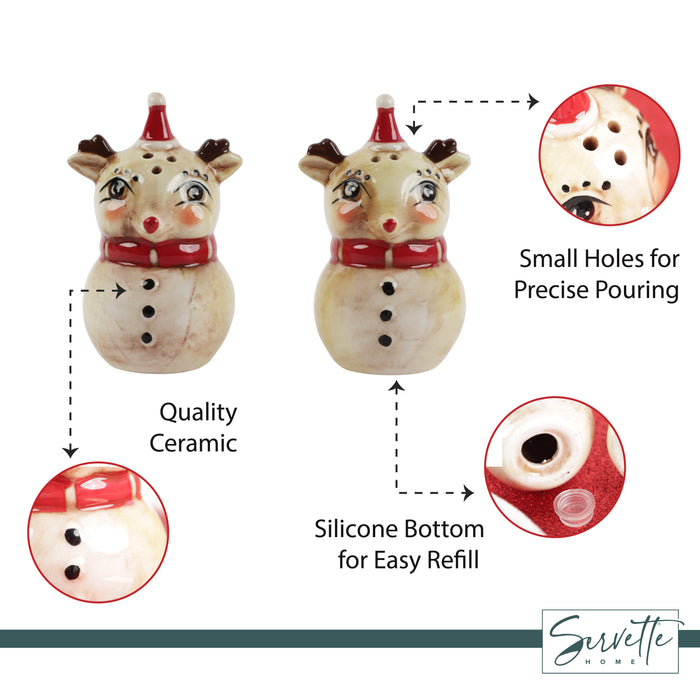 Christmas Holiday Salt and Pepper Shaker Set - Nostalgic Reindeer