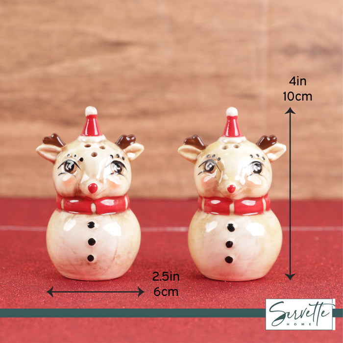 Christmas Holiday Salt and Pepper Shaker Set - Nostalgic Reindeer