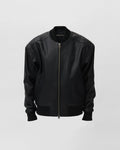 CLASSIC LEATHER BOMBER JACKET IN BLACK