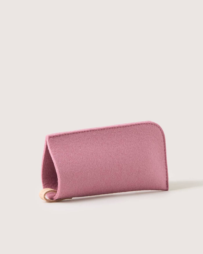Classic Merino Wool Eyeglass Sleeve - Mauve Vachetta