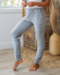 Cora Ribbed Joggers - Light Gray Michelle Mae