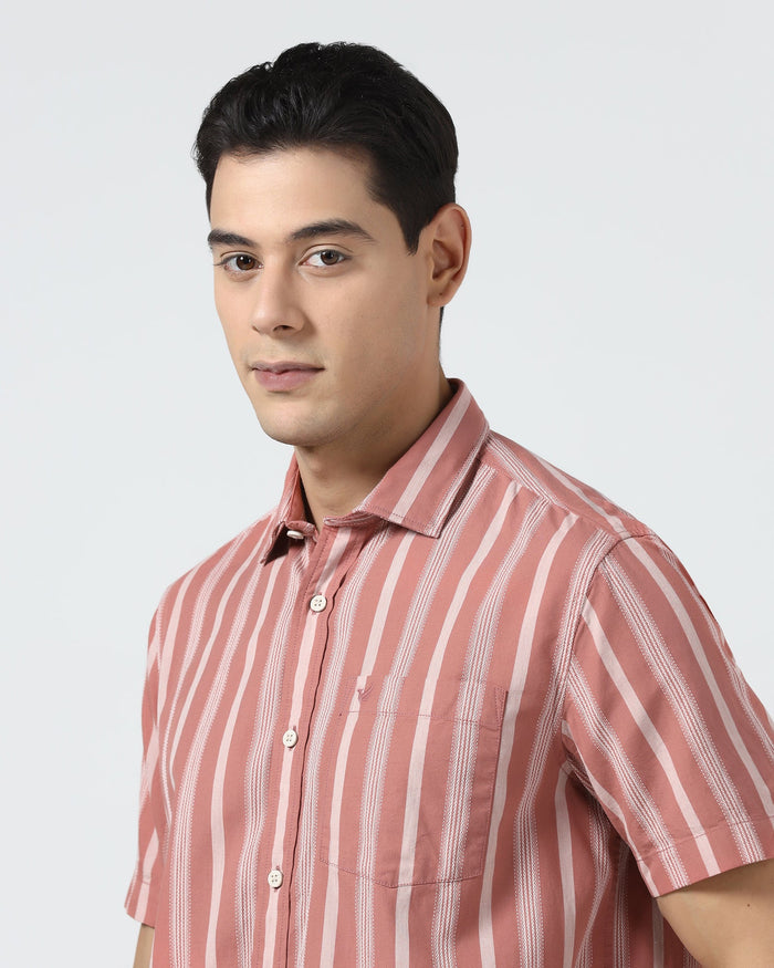 Coral Half Sleeve Stripe Shirt - Mantus