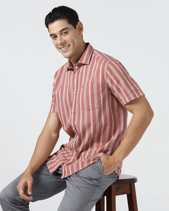 Coral Half Sleeve Stripe Shirt - Mantus