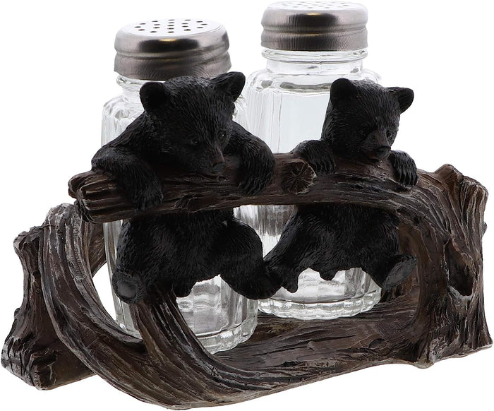 Country Style Rustic Twin Bear Salt & Pepper Holder