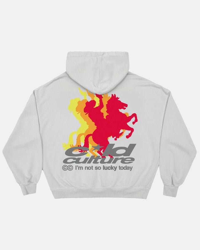 COWBOY HOODIE COOL GREY - grey graphic print hoodie, back view - Cold Culture