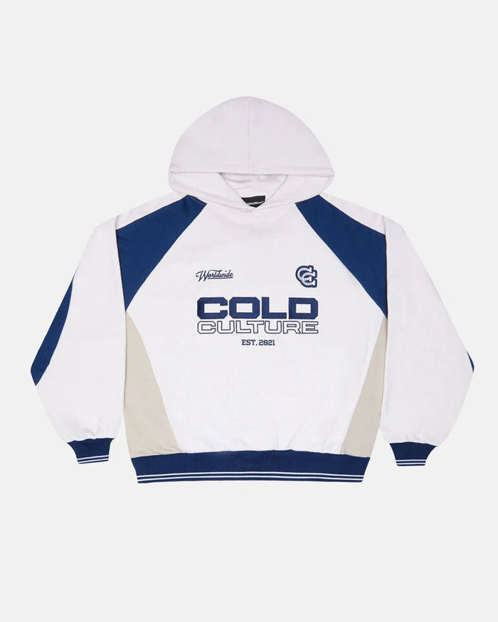 COWBOY VARSITY HOODIE WHITE/BLUE - COLD CULTURE