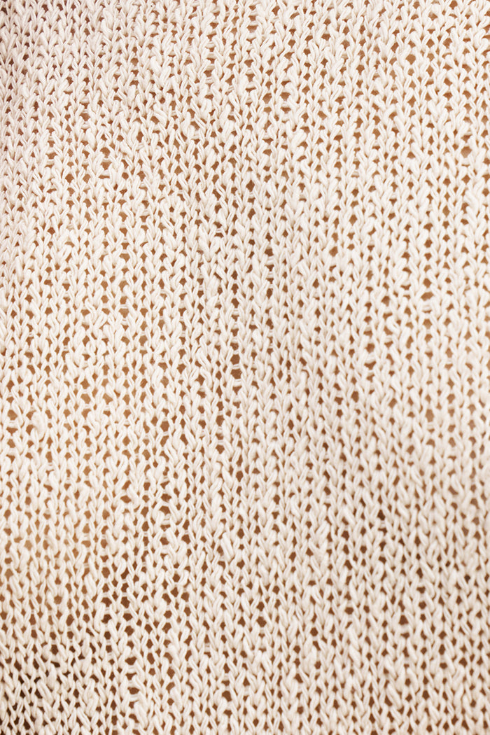 Crochet Knit Off Shoulder Maxi Dress - Cream