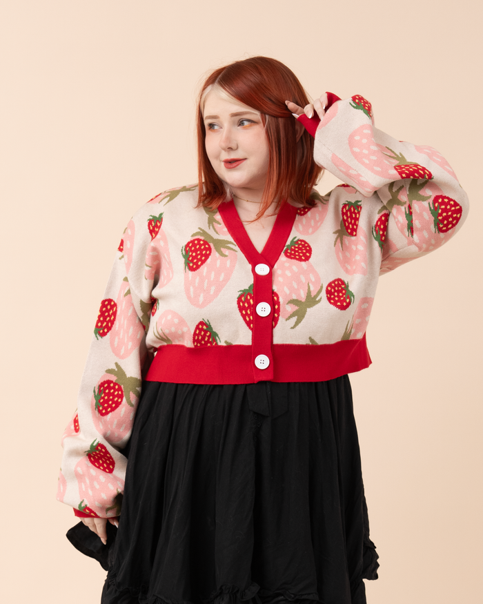 Cropped Strawberry Cardigan