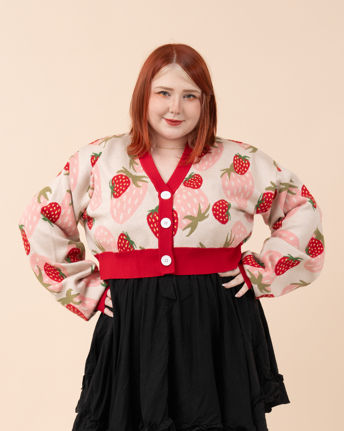 Cropped Strawberry Cardigan