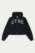 CTRE APPLIQUE ZIP THROUGH HOODIE - BLACK