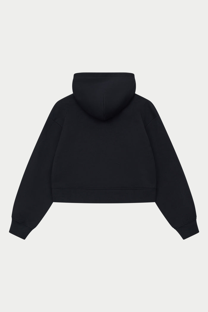 CTRE APPLIQUE ZIP THROUGH HOODIE - BLACK