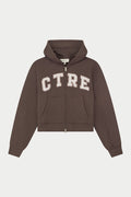 CTRE APPLIQUE ZIP THROUGH HOODIE - BROWN