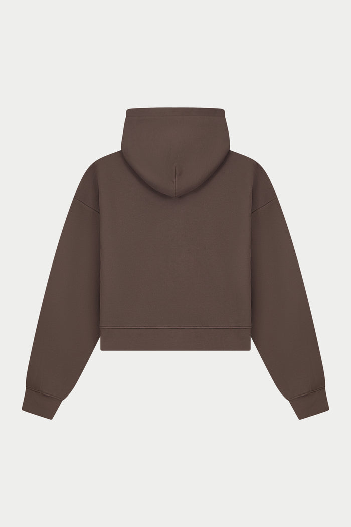 CTRE APPLIQUE ZIP THROUGH HOODIE - BROWN