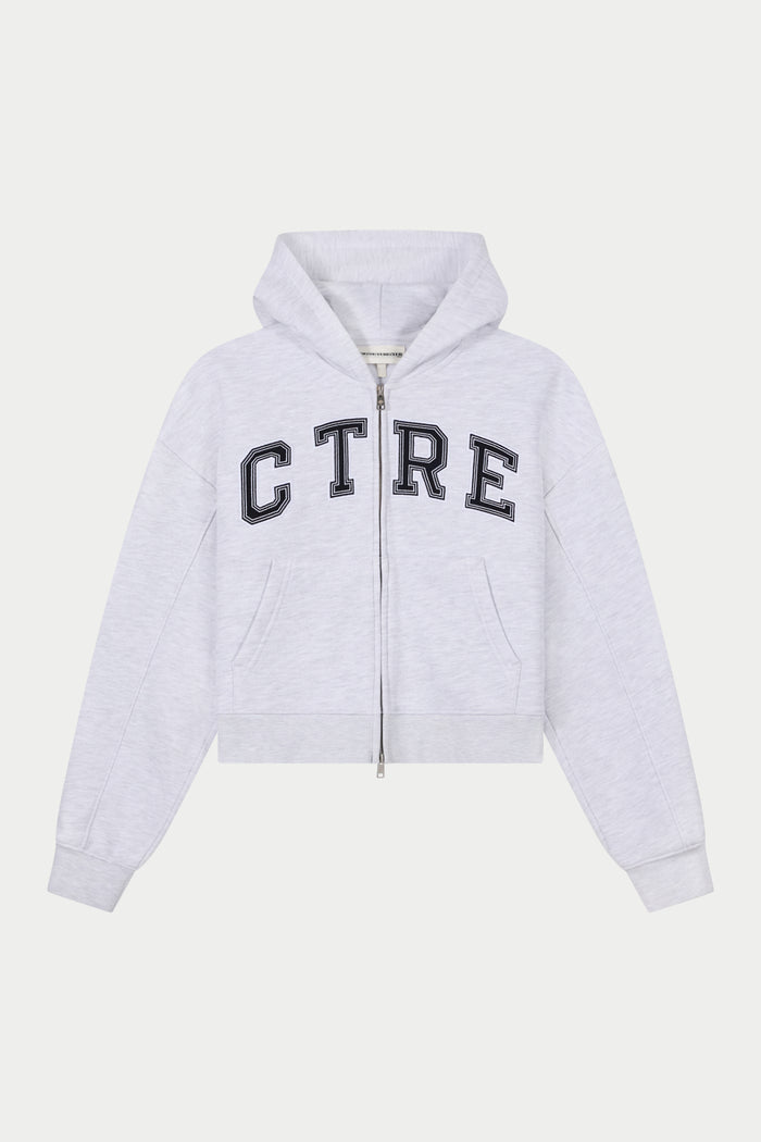 CTRE APPLIQUE ZIP THROUGH HOODIE - GREY MARL