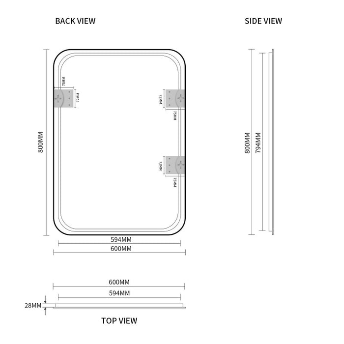 Indulge | Curva Square 600 x 800 Brushed Gold Framed Mirror - Acqua Bathrooms