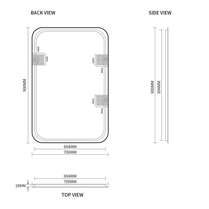 Indulge | Curva Square 700 x 900 Brushed Gold Framed Mirror - Acqua Bathrooms