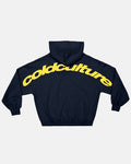 CURVED HOODIE MIDNIGHT BLUE - navy blue oversized hoodie, back view - Cold Culture