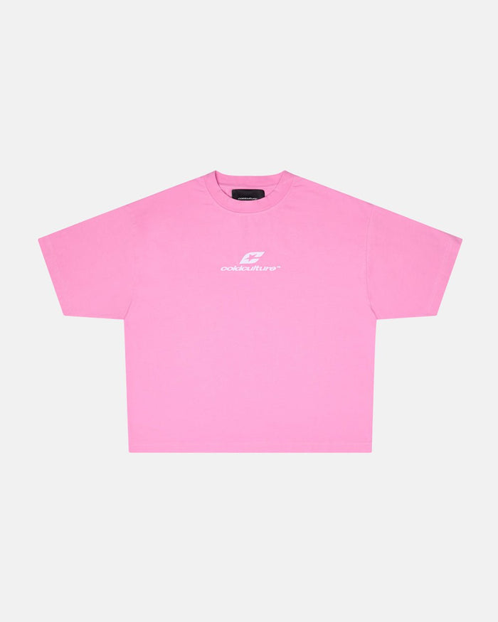 CURVED TEE FUCHSIA PINK - pink oversized tee, front view - Cold Culture