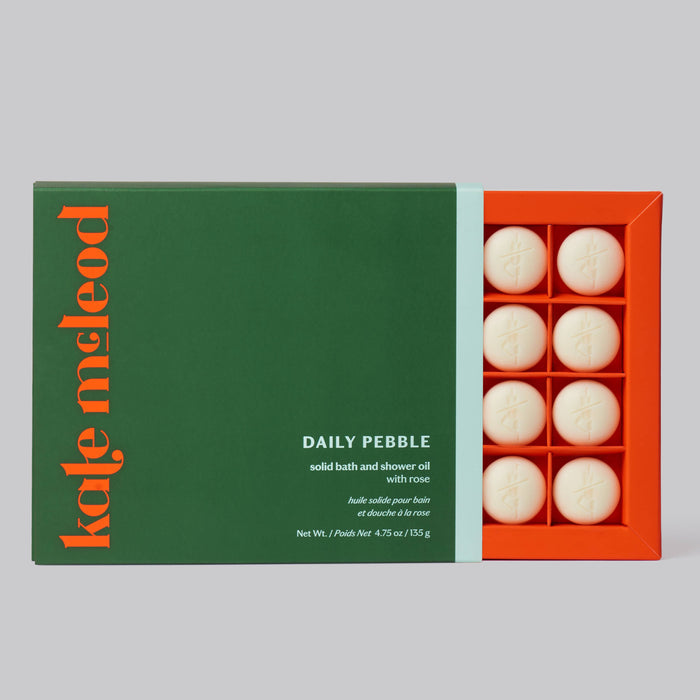 Kate McLeod Daily Pebble, a tray of twenty solid bath and shower oils
