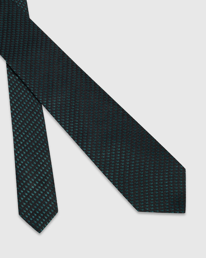 Dark Green Silk Jacquard Tie - Wolverine
