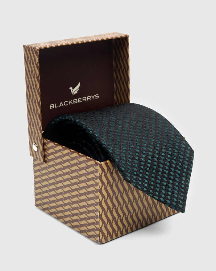 Dark Green Silk Jacquard Tie - Wolverine