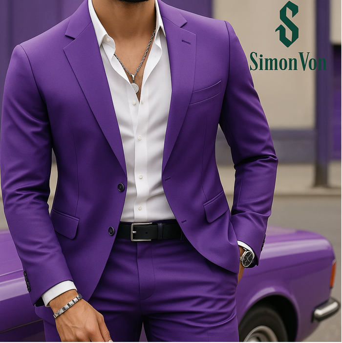Dark violet 2pcs Classic Suit Set - Men's Formal Wear-QR316829