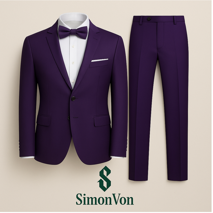 Dark violet 2pcs Classic Suit Set - Men's Formal Wear-QR316829