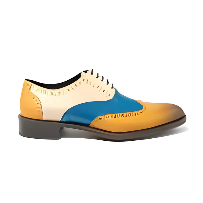 Multi-colored leather wingtip Dealer Oxford dress shoe sample