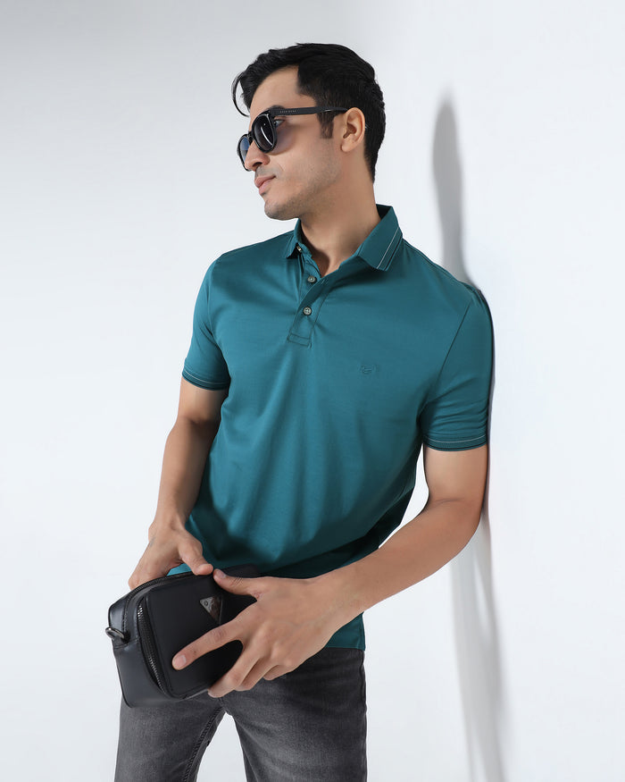 Deep Teal Solid Polo - Ram