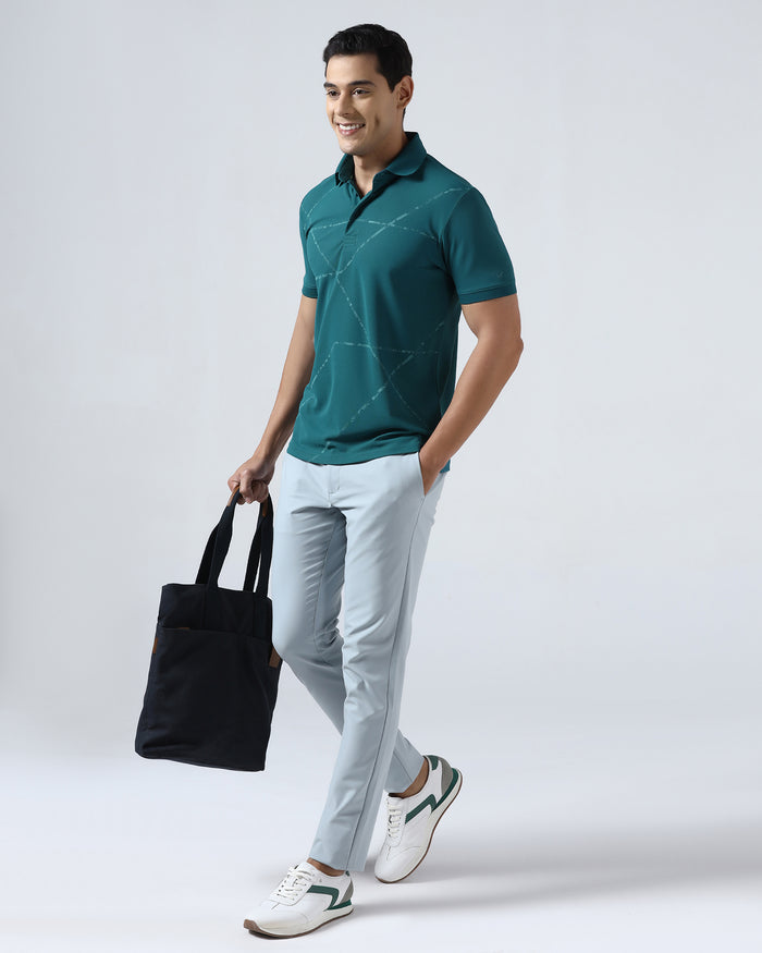 Deep Teal TechPro Printed Polo - Cedric