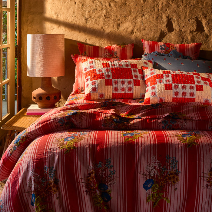 Dempsey Linen Euro Pillowcase Set - Poppy