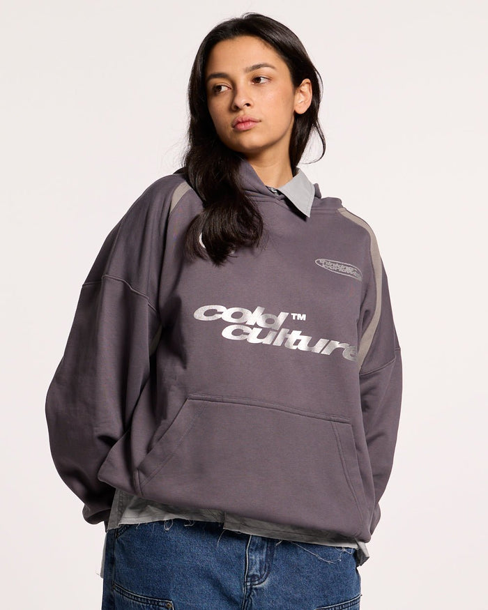 DETAILED HOODIE HEAVY GREY - COLD CULTURE
