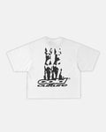 DOGS TEE WHITE - white oversized graphic tee, back view - Cold Culture