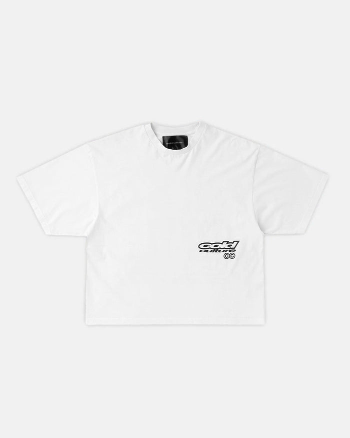 DOGS TEE WHITE - white oversized graphic tee, front view - Cold Culture