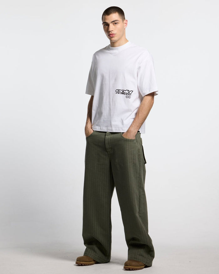 DOGS TEE WHITE - white oversized graphic tee, front view on male model - Cold Culture #man
