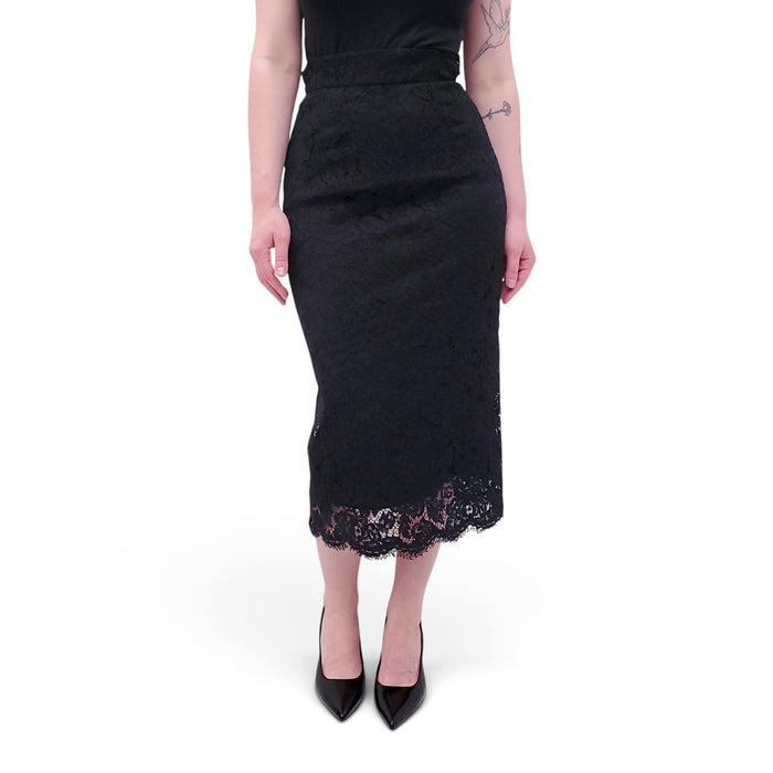 DOLCE & GABBANA BLACK LACE SKIRT - SIZE 40