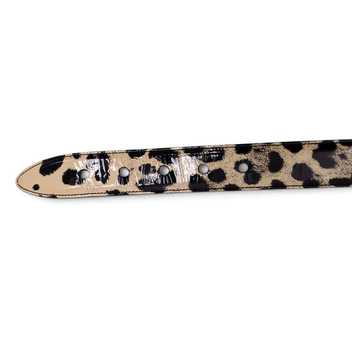 DOLCE & GABBANA LEOPARD PATENT BELT - SIZE 80