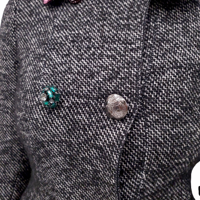 DOLCE & GABBANA TWEED JACQUARD COAT WITH MISMATCHED BUTTONS - SIZE 36